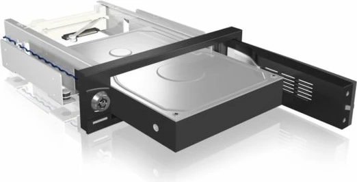 Enclosure interne për HDD 3.5\" SATA, ICYBOX IB-168SK-B, për bay 5.25\", Hot Swap, SATA 6 Gbit/s, e zezë, set me çelës & vida