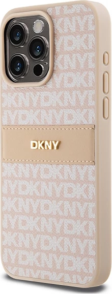 Mbështjellës DKNY Mono Stripe & Metal Logo për iPhone 15 Pro Max, Rozë