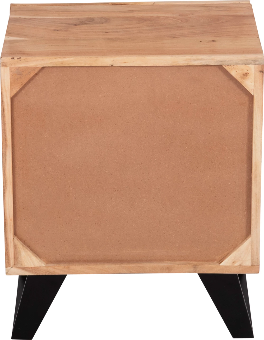 Komodinë natyrale ALICIA, dru akacie, këmbë metalike, 45x35x56cm