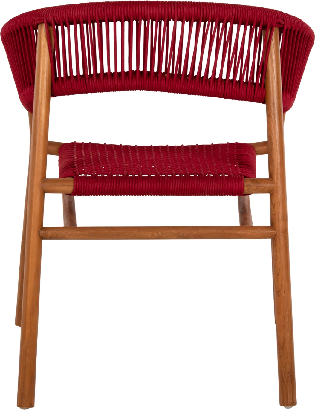 Karrige ngrënieje me krahë IRVING, dru TEAK, ngjyrë natyrale dhe litar i kuq burgundy, FH9797, 60x55x75H cm