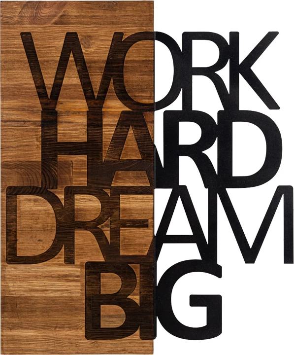 Dekor muri Deseze, dru pishe natyrale, metal i zi, 48x3x58cm