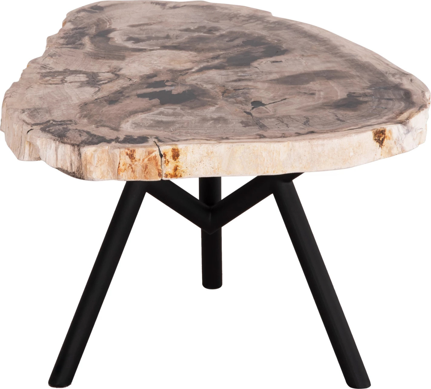 Tavolinë anësore SAMAN, këmbë metalike të zeza, sipërfaqe druri të fosilizuar, 70x55x40H cm