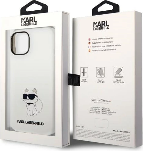 Mbështjellës Karl Lagerfeld Silicone Choupette për iPhone 14 Plus/15 Plus, Bardhë