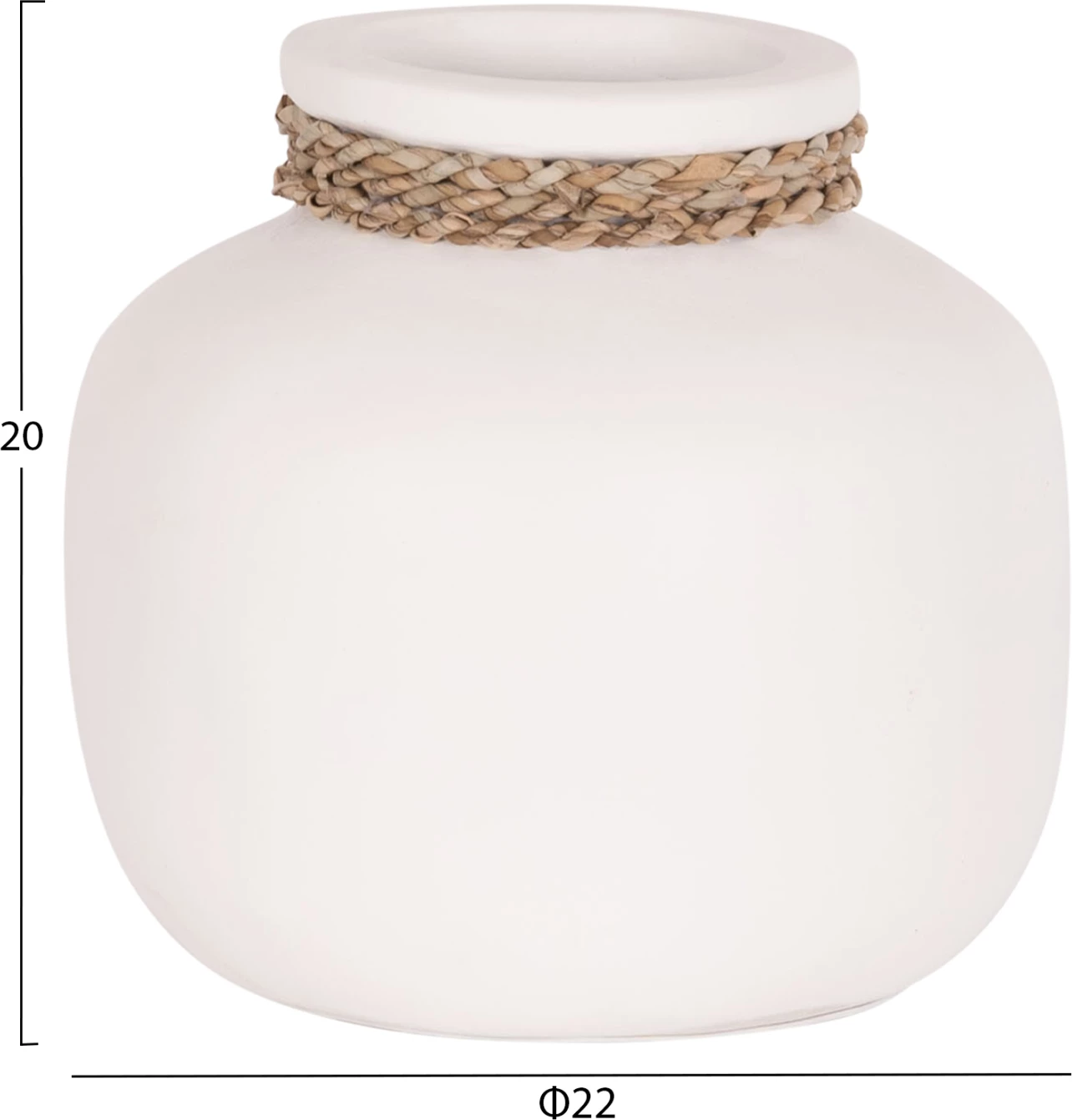 Vazo dekorative tavoline CAMMER, terrakotë e bardhë, FH4687.02S, 22x20cm