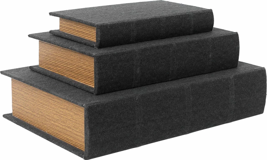 Set dekorativ librash, 3 copë, MDF, gri e errët-bezhë, 33x22x7cm