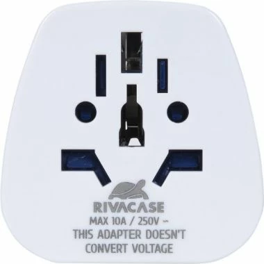 Adapter udhëtimi RIVACASE PS4100, World to EU, 2500 W, i bardhë