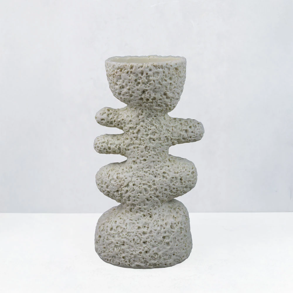 Mbajtës qirinjsh LUSTRE III, dekor, rrëshirë, bezhë, 14.5x9.5x25cm