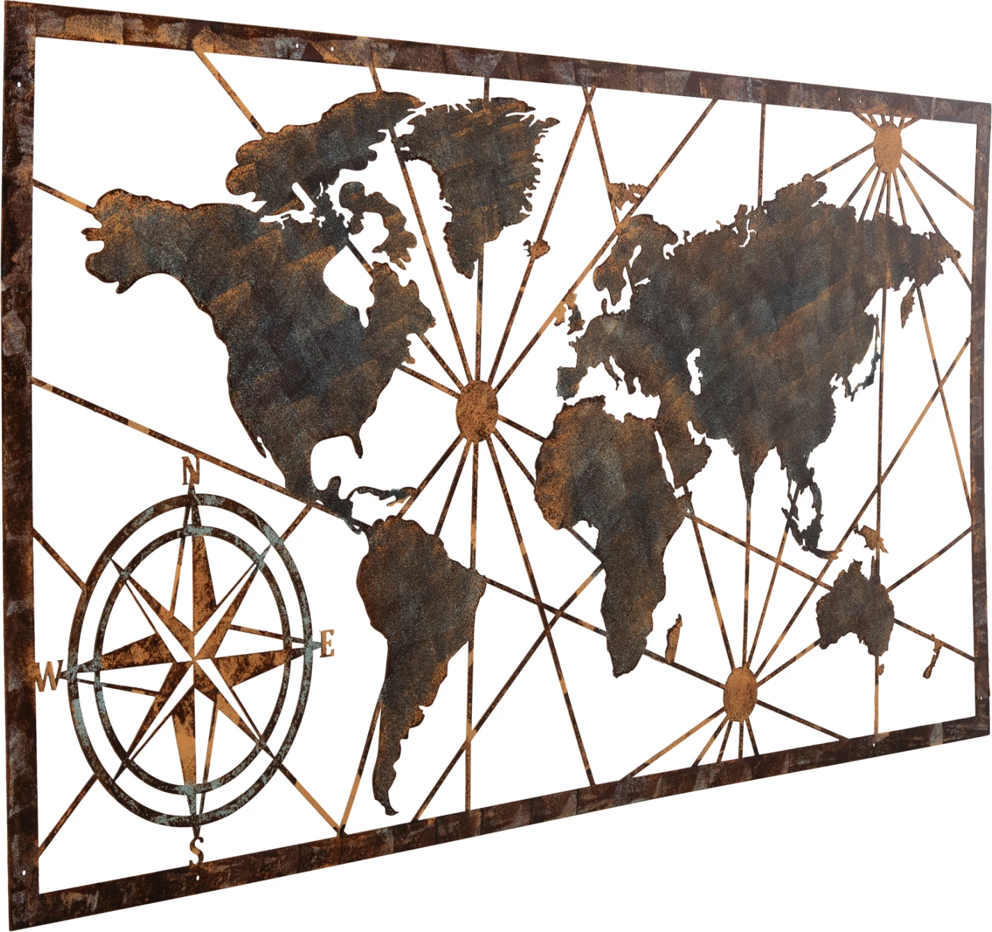 Dekor muri hartë bote FH4656 metal bronz 120x0,1x60Hcm