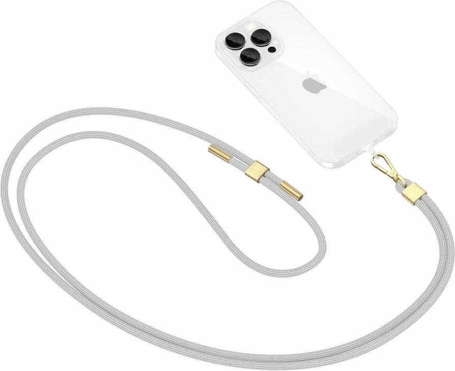 Rrip crossbody për celular Tech-Protect C2S, i rregullueshëm, Gri, set me 2 adapterë