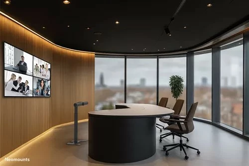 Stendë dyshemeje për videobar Neomounts AV80-500BL 43-110 inç, VESA 200x200 deri 800x800, max 10 kg, e zezë