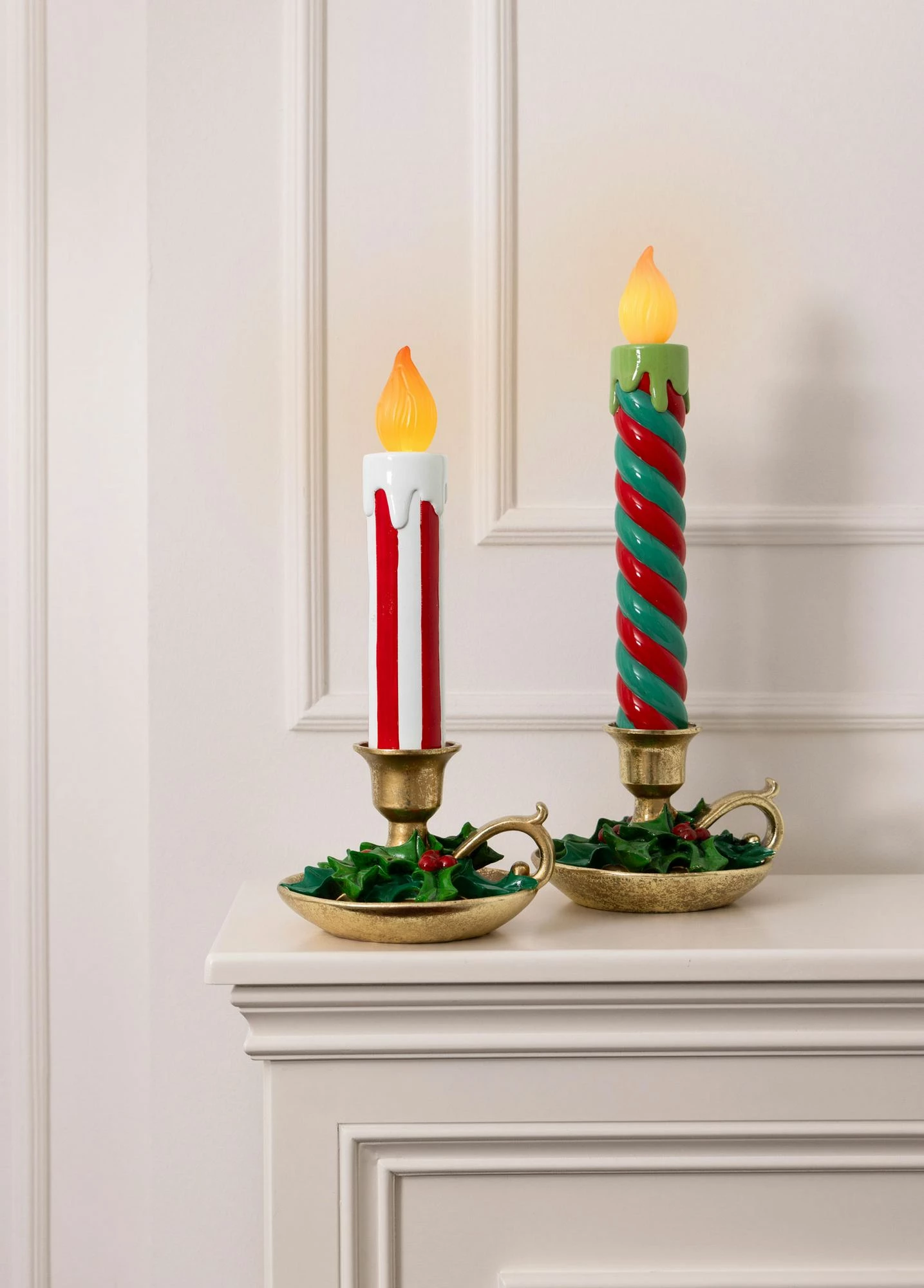 Objekt dekorativ qeramike me dritë LED, ngjyrë e kuqe dhe e bardhë, Evila Originals, SUS0222, 18x17x45cm