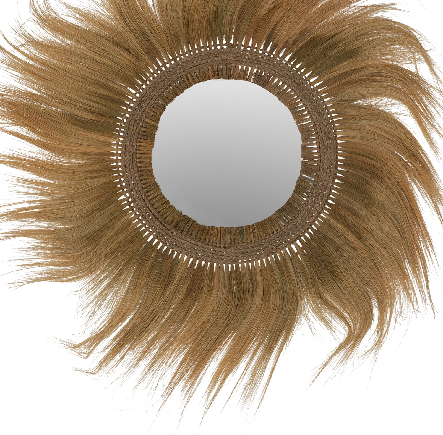 Pasqyrë rrethore, kornizë prej fibrash bari Rayung, ngjyrë e gjelbër, 130x4x130H cm, FH7802