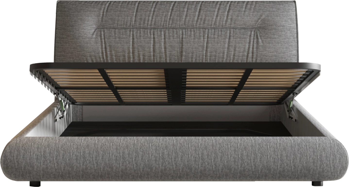 Krevat ASCOTT me hapësirë për depo, material gri, CD736.01, për dyshek 160x200cm