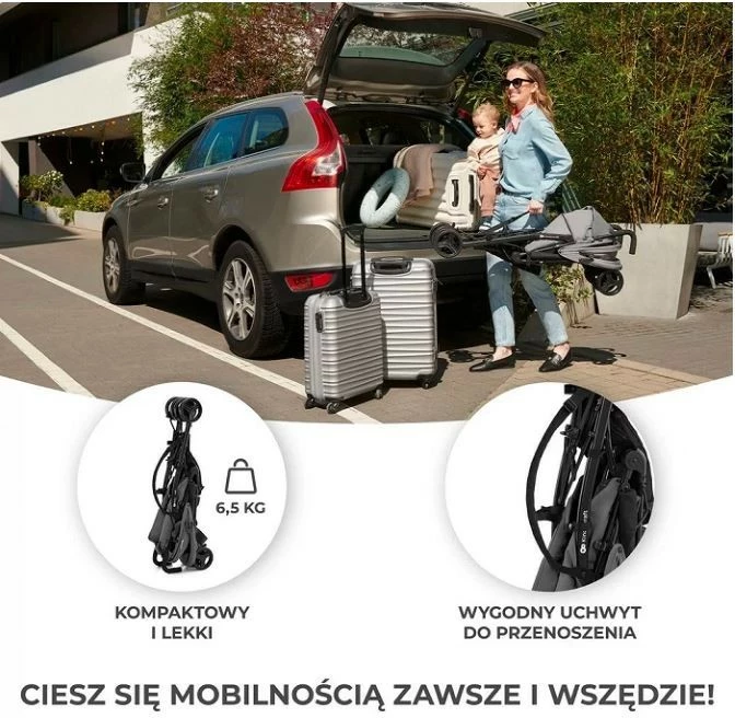 Karrocë fëmijësh Kinderkraft TIK GREY, umbrella, 6.5 kg, gri