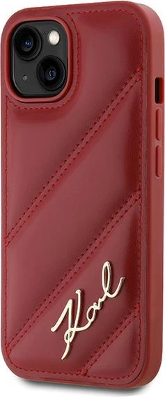Mbështjellës Karl Lagerfeld Diagonal Quilted Script për iPhone 15/14/13, e kuqe