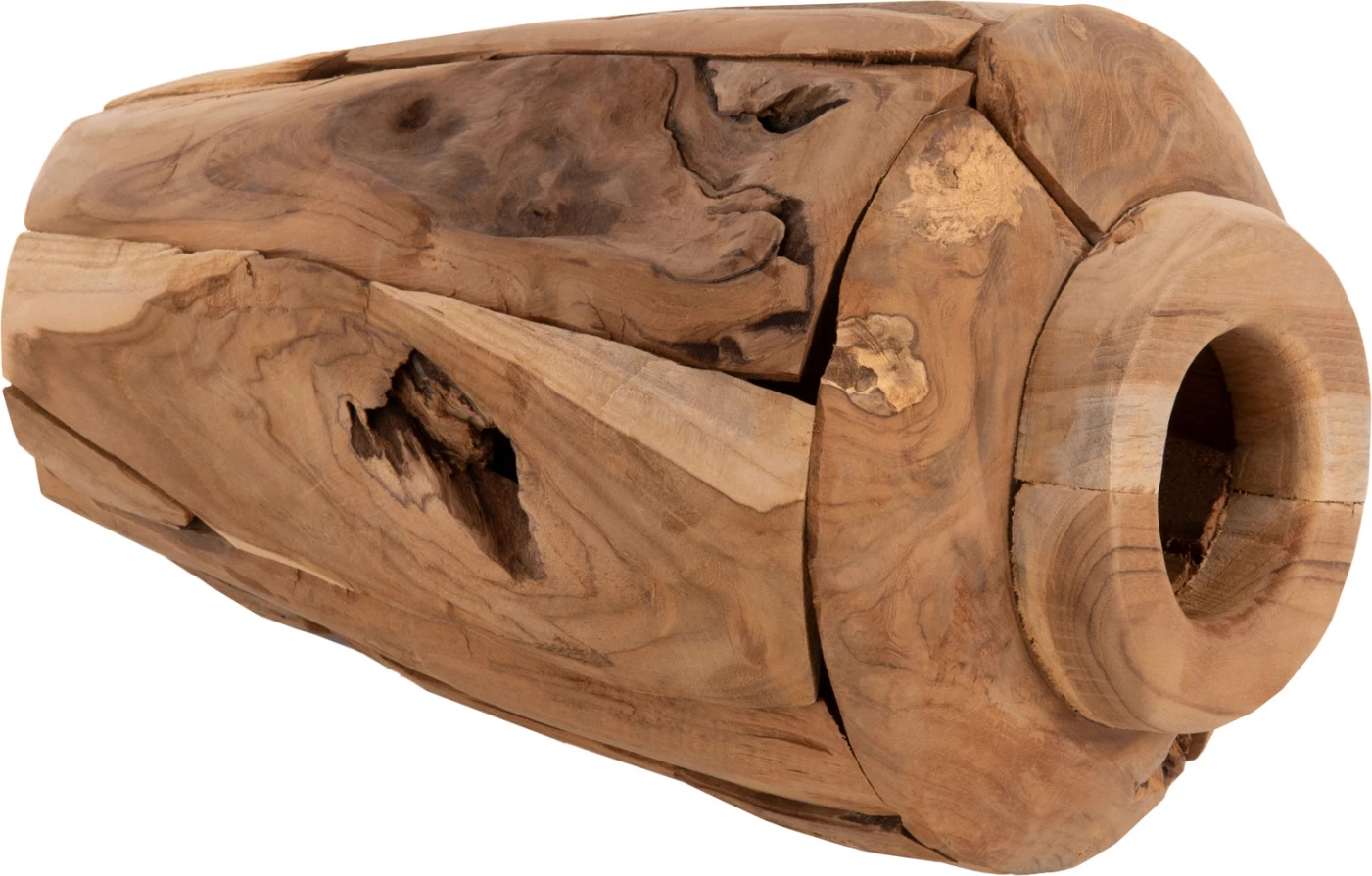Vazo dekorative ZENIA FH7918, copa të ricikluara druri teak, ngjyrë natyrale, Φ20x40H cm
