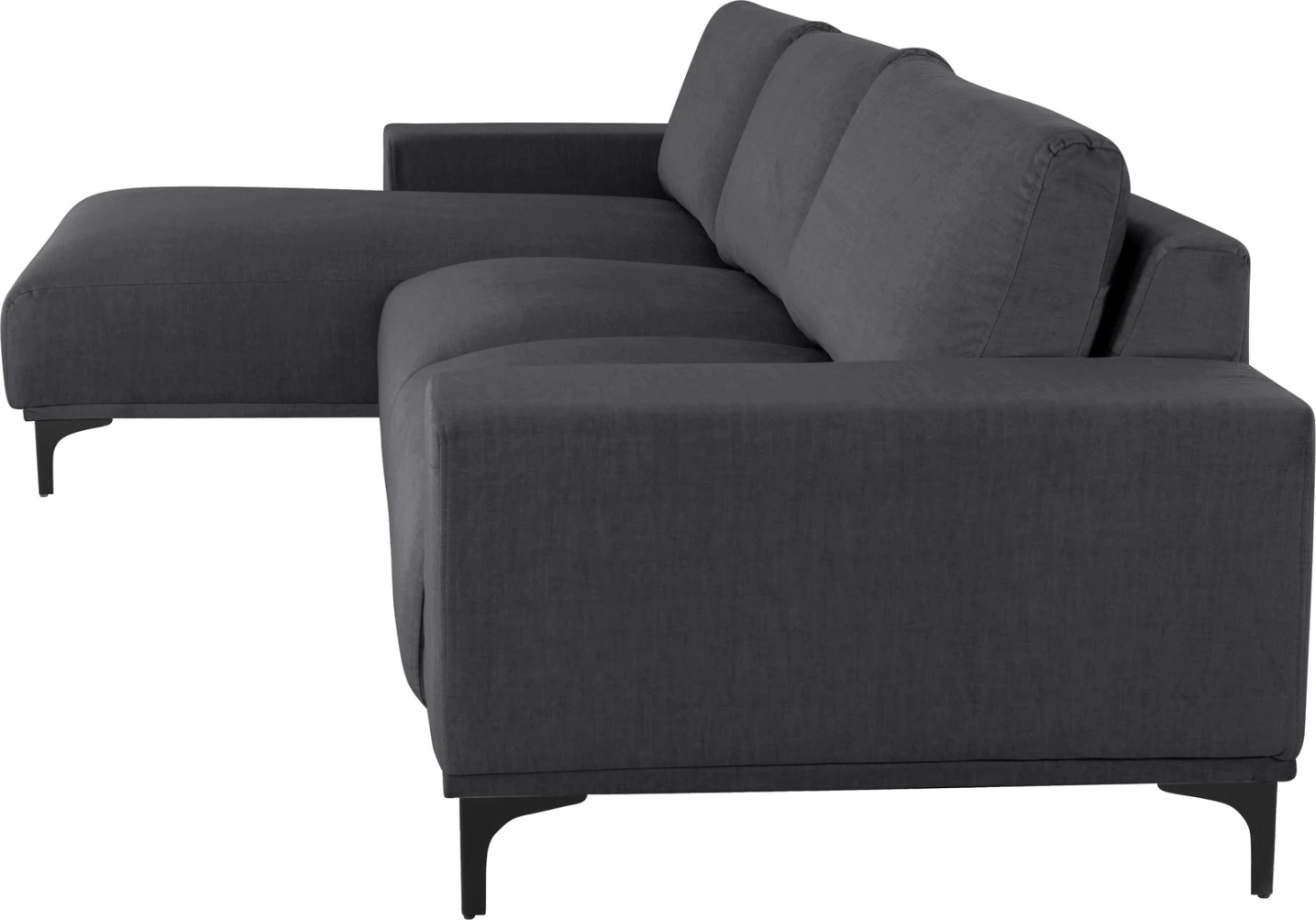 Divan qoshe (majtas) NOA FH3278.02L, pëlhurë antracit, 288x90-157x67-80H cm