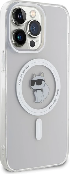 Mbështjellës Karl Lagerfeld IML Choupette MagSafe për iPhone 15 Pro Max, transparent
