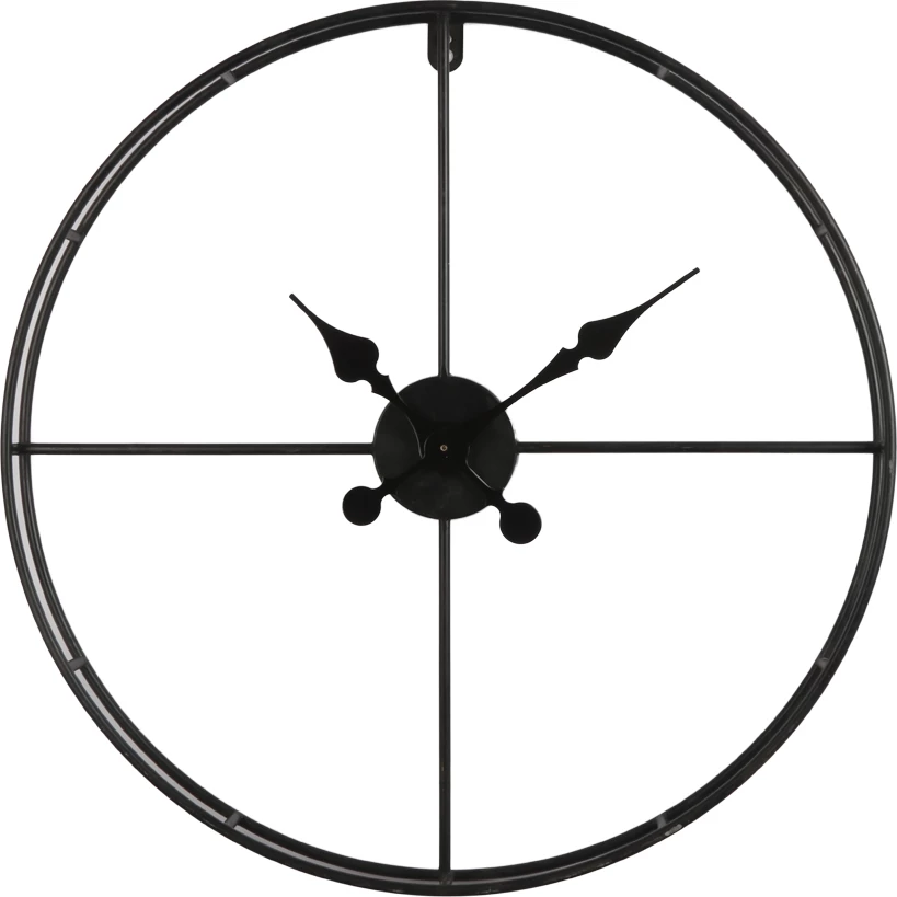 Orë muri Tempus, metal i zi, 60x60x7 cm