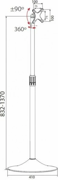 Qëndrim dyshemeje për monitor/TV Techly 022632, 13-27 inç, i rregullueshëm, argjend
