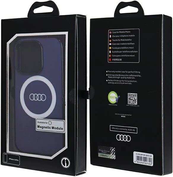 Mbështjellës Audi IML Big Logo MagSafe për iPhone 14 Pro, Blu