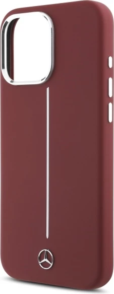Mbështjellës Mercedes Silicone me vijë të bardhë MagSafe për iPhone 16 Pro Max, Kuq