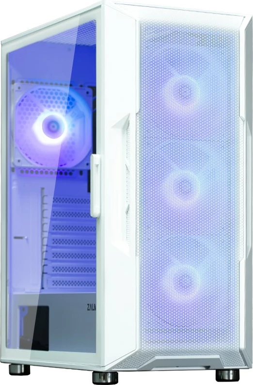 Kasë Zalman i3 NEO ARGB, Midi Tower, xham i temperuar, 4 ventilatorë ARGB, e bardhë