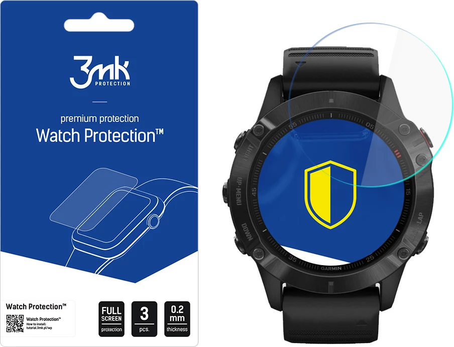 Mbrojtës ekrani për orë Garmin Fenix 6 Pro, 3mk Protection FlexibleGlass Lite, 3 copë, Transparent