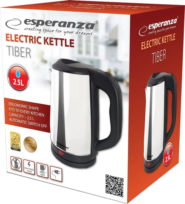 Vluese uji Esperanza EKK036X, 2.5 L, 2200 W, argjend