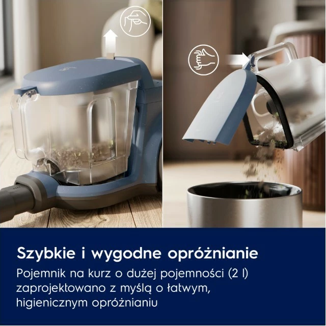 Fshesë me korent pa qese, Electrolux EL51A2UG, 1000 W, 2 L, ciklonike, filtrimi HEPA, rreze 9 m, gri