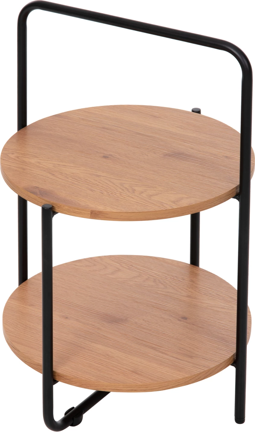 Tavolinë anësore SYLO, FH9618.01, MDF, ngjyrë natyrale, kornizë metalike e zezë, Φ44x66H cm