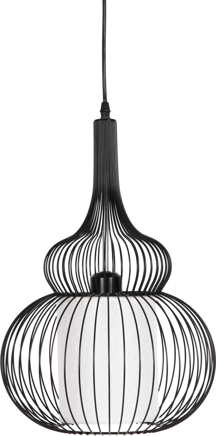 Llambë varëse tavani FH4185, metal i zi, pëlhurë e bardhë, Φ30x115H cm