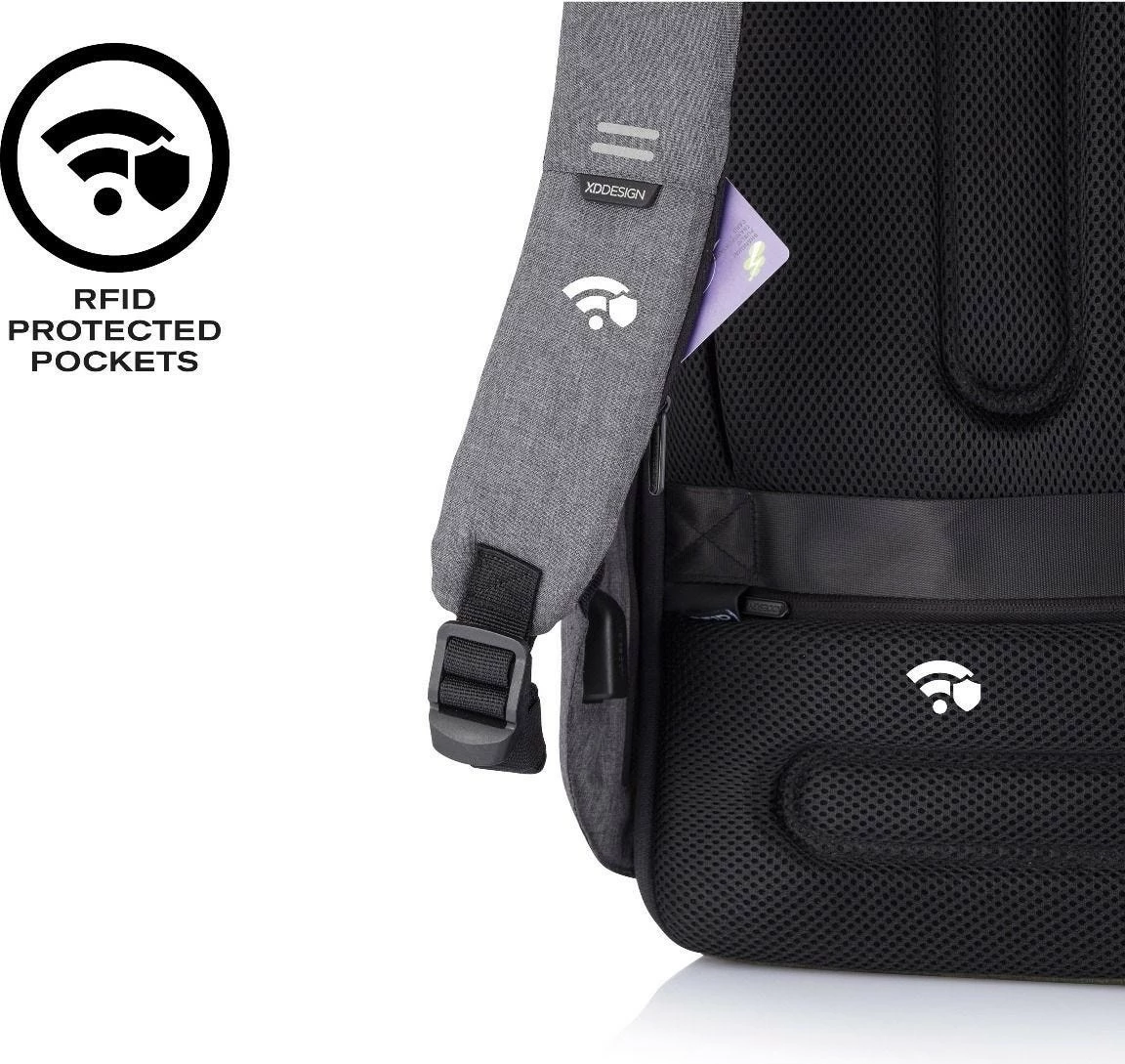 çantë shpine anti‑vjedhje, XD Design, Bobby Hero Small P705.702, 13.3 inç, 10.5L, port USB, RPET, gri