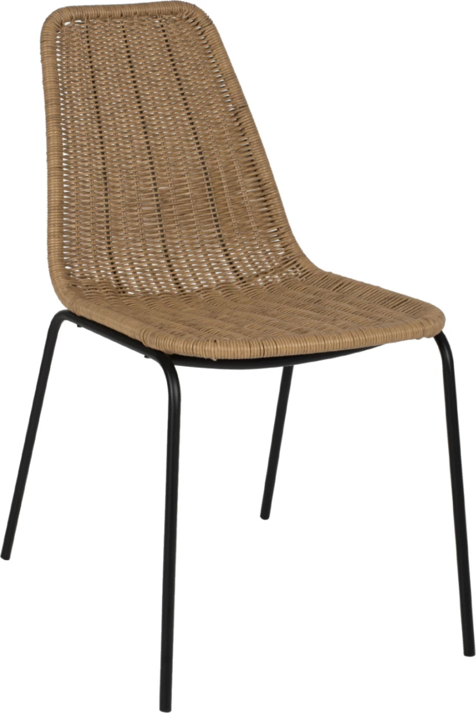 Karrige profesionale FH5867.01 metalike e zezë me rattan natyral 43.5x63x82Hcm