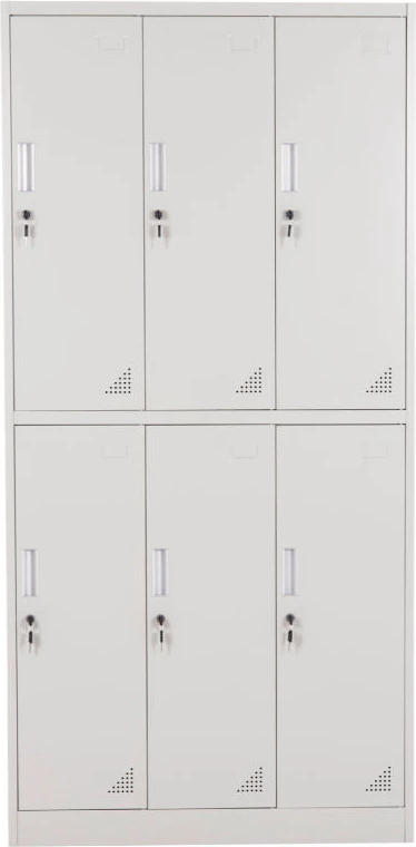 Dollap metalik BRAILA FH5546.11 6 kabinete me çelësa, ngjyrë gri e lehtë, 90x45x185H cm