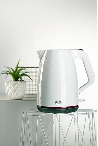 Çajnik elektrik Adler AD1277, 1.7L, 2200W, plastik, i bardhë