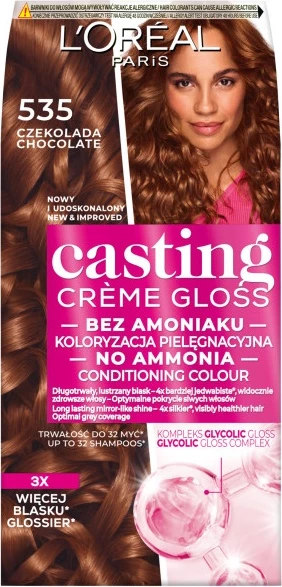 Ngjyrë për flokë L'Oreal Paris Casting Creme Gloss 535 Chocolate për femra
