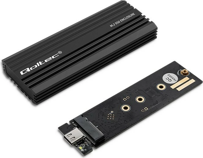 Kasë Qoltec NV2270 për SSD M.2 SATA/NVMe, USB-C, 2TB, e zezë