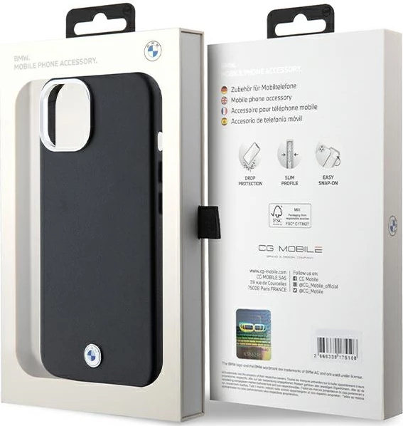 Mbështjellës BMW Signature Wrapped Metal MagSafe për iPhone 15 Plus / 14 Plus, i zi