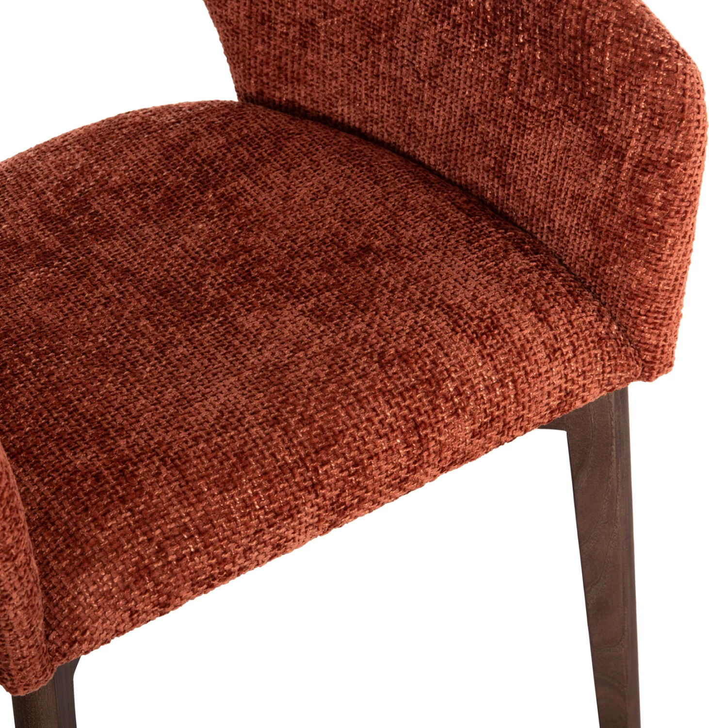 Karrige ngrënieje Empire, stof portokalli, këmbë dru ahu, ngjyrë arre, 55x54x78cm