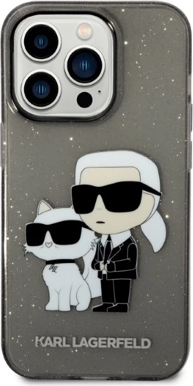 Mbështjellës Karl Lagerfeld Karl&Choupette për iPhone 14 Pro Max, i zi