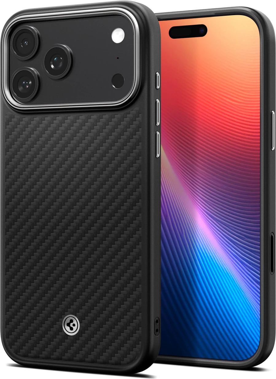 Mbështjellës Spigen Enzo Aramid "T" MagSafe për iPhone 17 Pro Max, Zi dhe Argjendtë