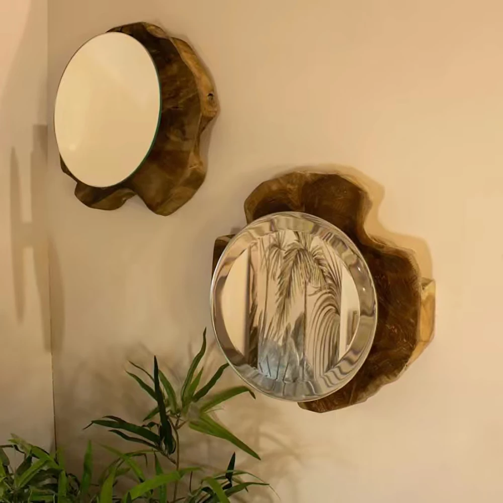 Pasqyrë Medusa, dru natyral, 30x30x11cm