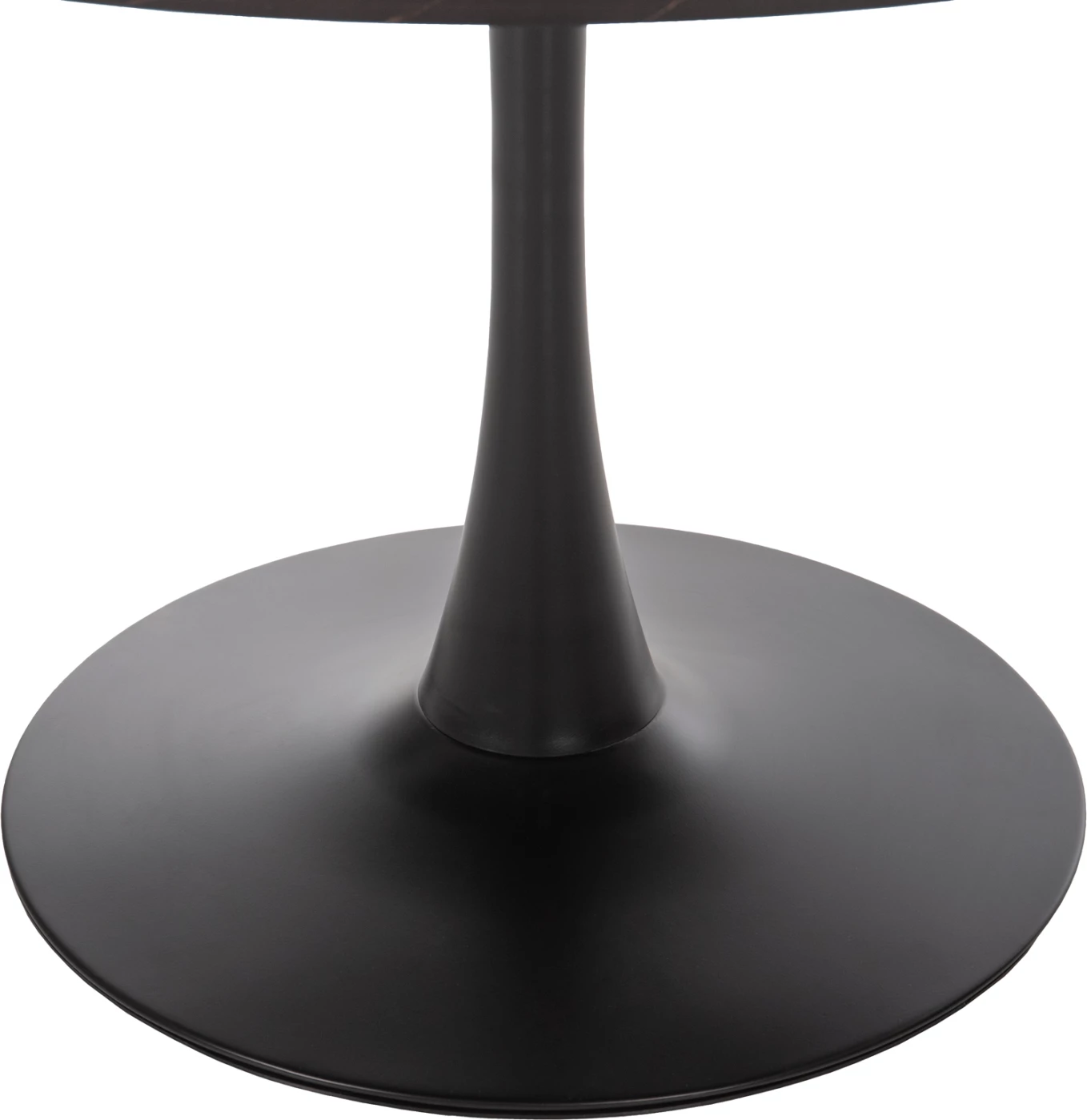 Tavolinë e rrumbullakët për ngrënie, Rollo, FH9422.02, melaminë, ngjyrë mermeri të zi, këmbë metalike, Φ120x74H cm