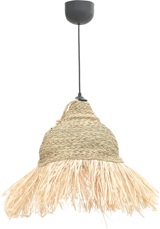 Llambë tavani prej kashtë, ngjyrë natyrale, Φ33x76cm