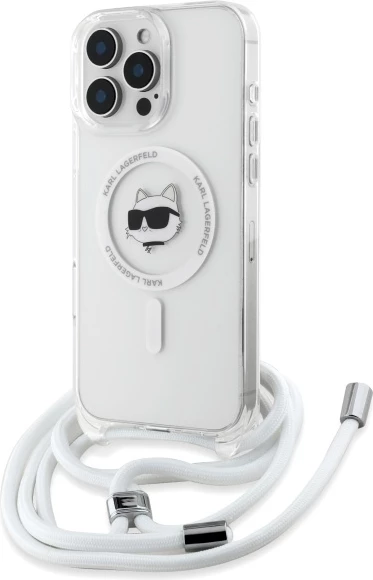 Mbështjellës Karl Lagerfeld IML Choupette Head & Cord MagSafe për iPhone 16 Pro Max, Transparent