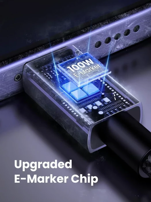 Kabllo karikimi USB-C në USB-C UGREEN 35985, 100W PD 3.0, 0.5m, e thurme (nylon), e zezë/gri