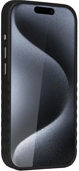 Mbështjellës Audi për iPhone 15 Pro Max, lëkurë sintetike, MagSafe, i zi