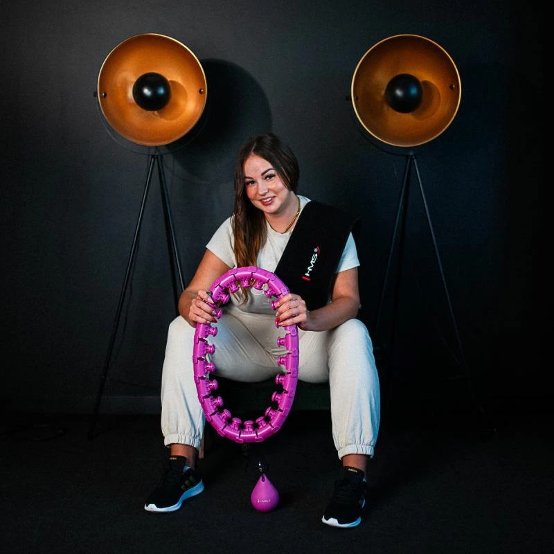 Set hula hop me peshë HMS HHW12, rrip BR163 plus size, të zeza