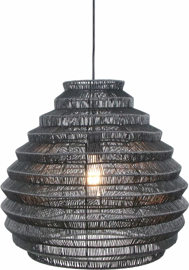 Llambë tavani Soleil, metal i zi, litar, 49x49x45cm